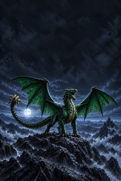 Green morningstartail dragon