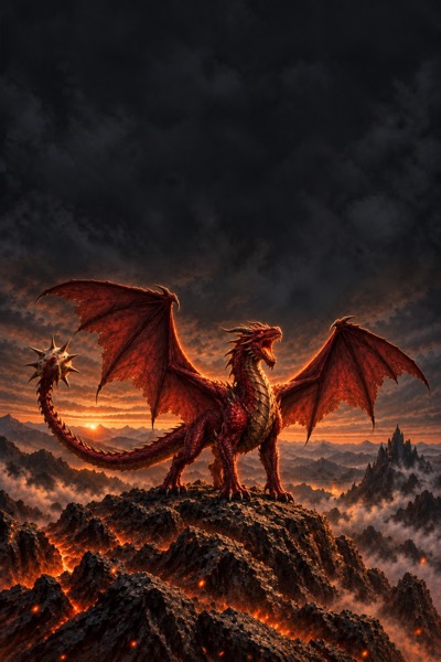 Red morningstartail dragon